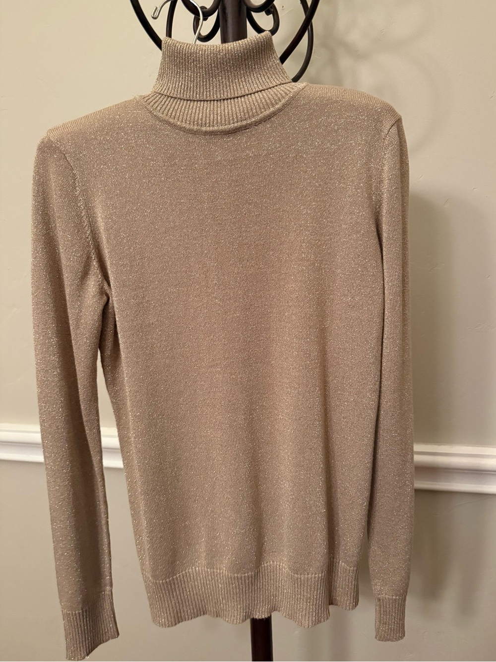 Gold metallic Turtleneck Sweater, lightweight